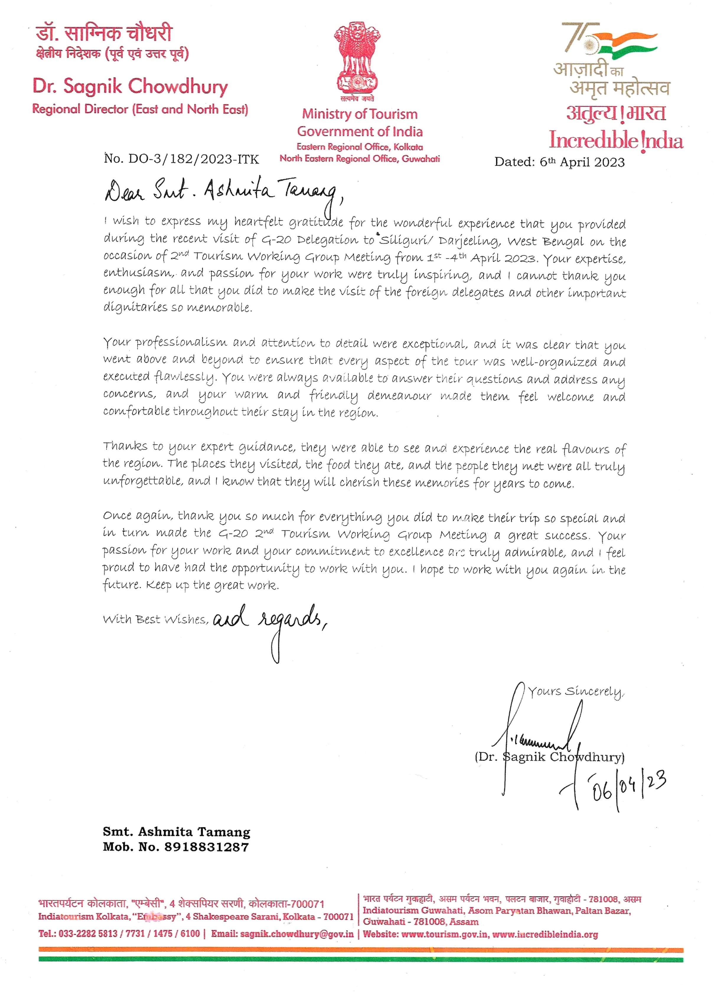 G20 Letter Of Appreciation