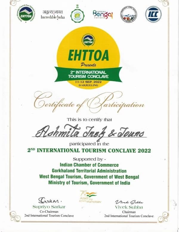 Certificate international tourism conference 2022