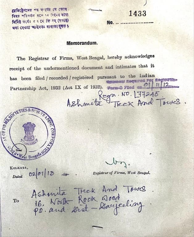 Certificate of Register firms Gov west Bengal
