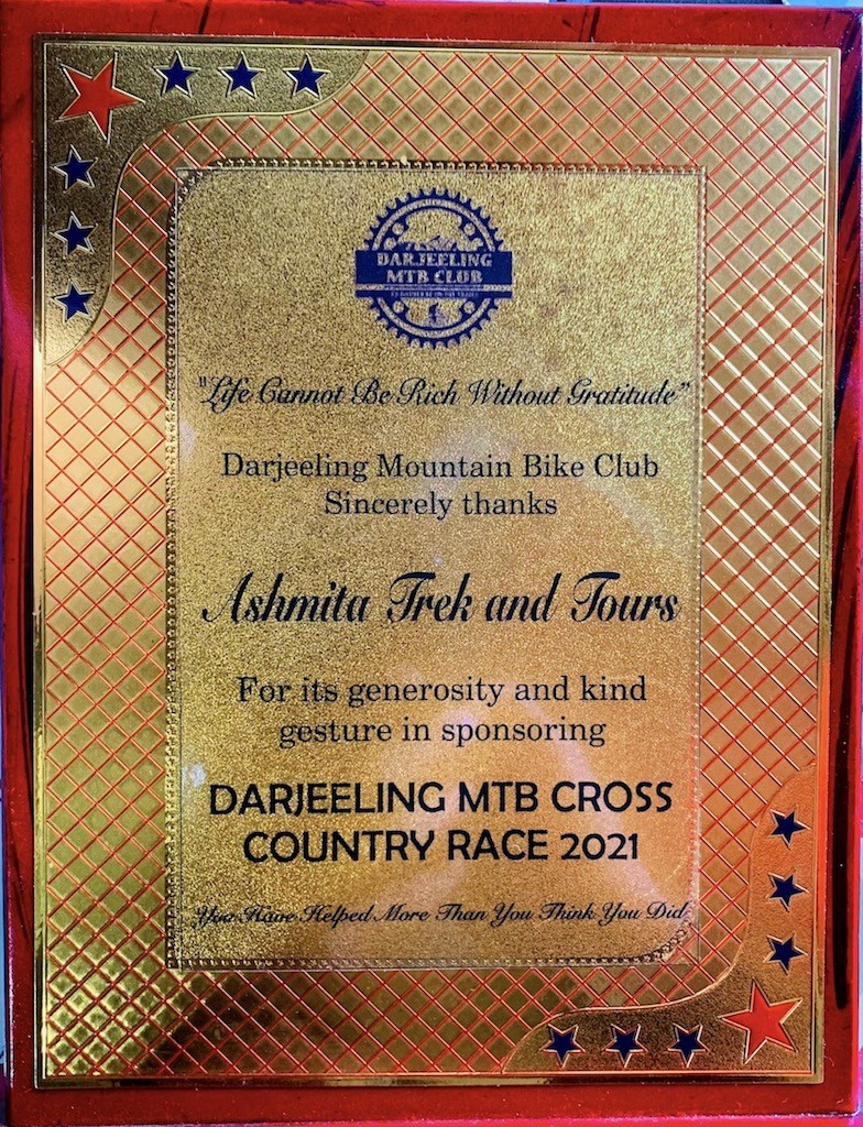 Letter of Appreciation for MTB Cross Country Race in Darjeeling