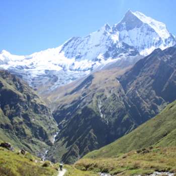 Machapuchare, the fish tailed mountain seen from Annapurna Base Camp