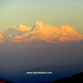 Mt Lhotse, Mt Everest, Mt Makalu and Mt Chomo Lonzo, as seen from Sandakphu