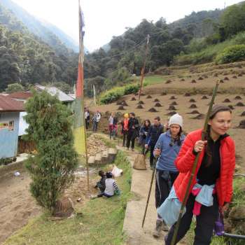 Trekkers are entering Home Stay at Timburey
