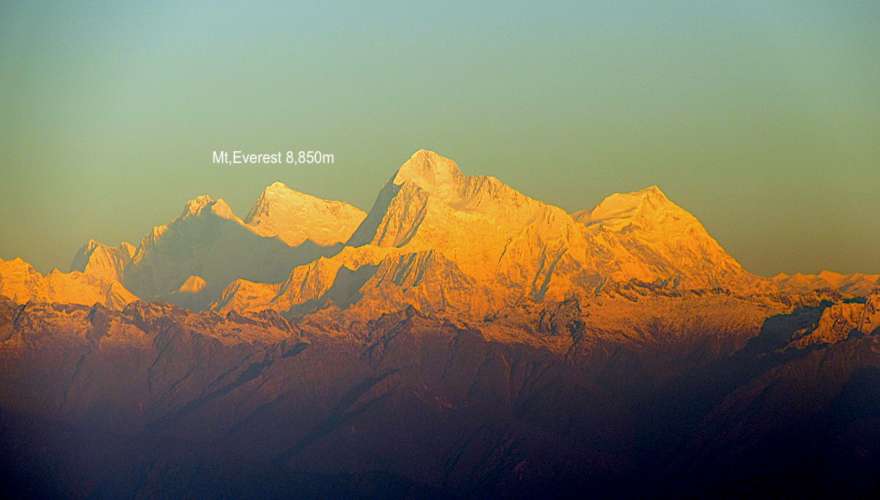 Mt. Everest elevation at 29,035 feet (nearly 8,850 m)