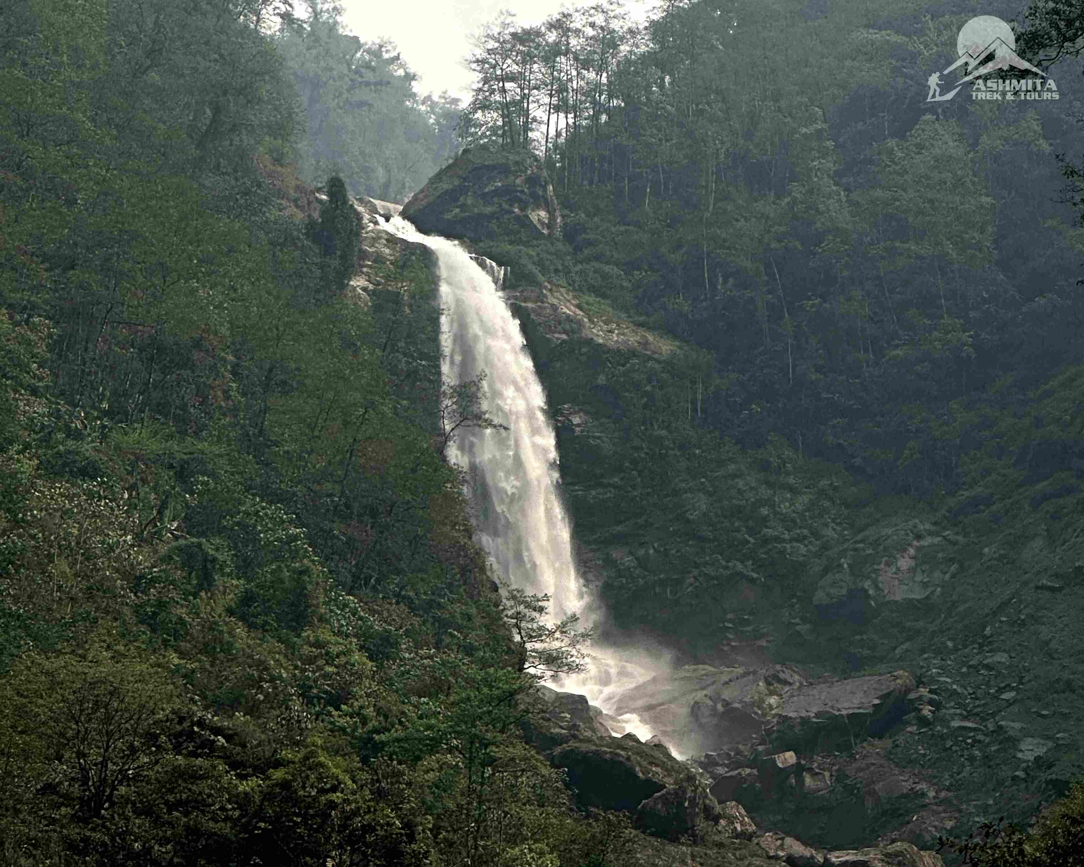 Sight of waterfall on the way to north sikkim