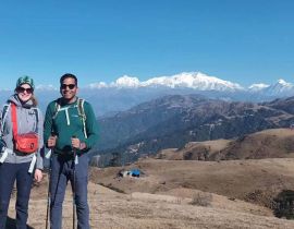 Ashmita Trek and Tours guest pic with background mount kanchenzonga view