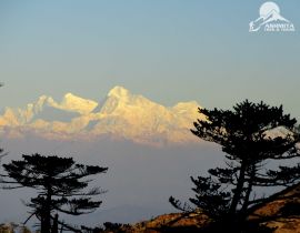 view of Mt Everest Mt Makalu Mt Lhotse from Sandakphu during sunset